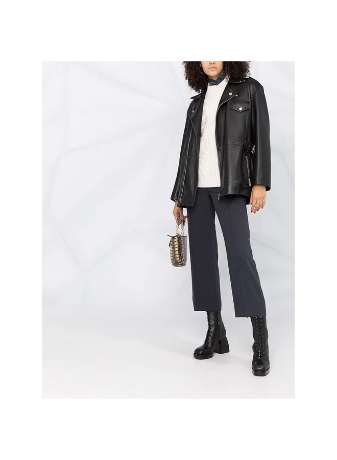 High Waisted Cropped Pants in Asphalt Black