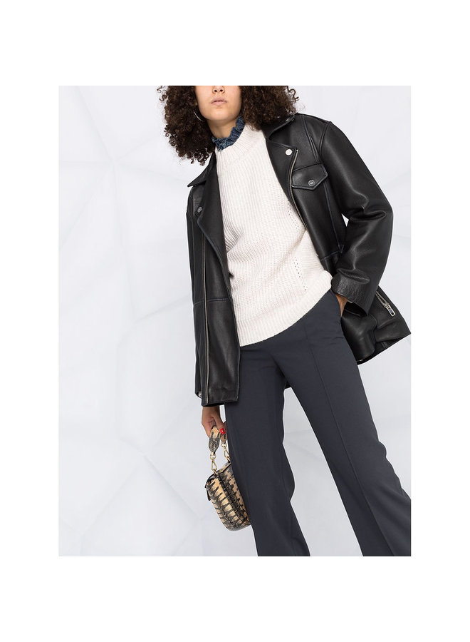 High Waisted Cropped Pants in Asphalt Black