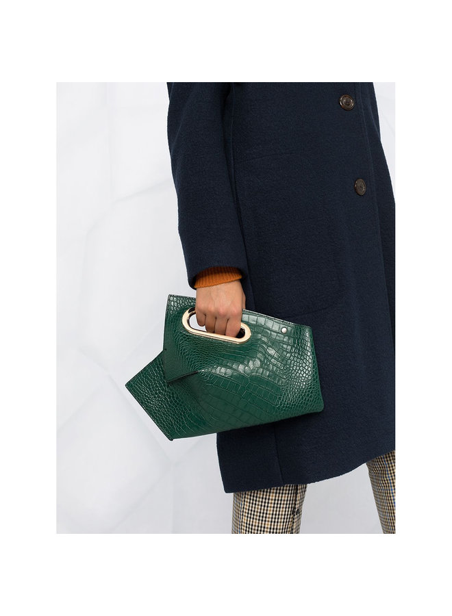 Single Breasted Long Coat in Wool in Dark Blue