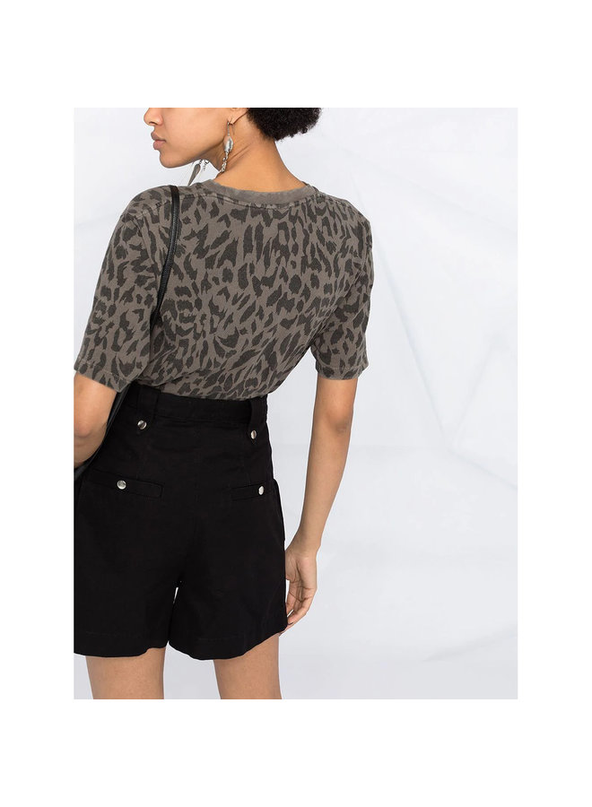T-shirt in Animal Print in Cotton in Grey