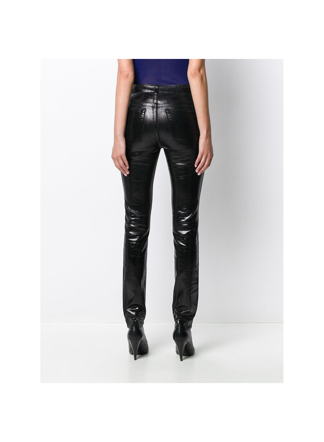 High Waist Skinny Jeans in Shiny Black Vinyl