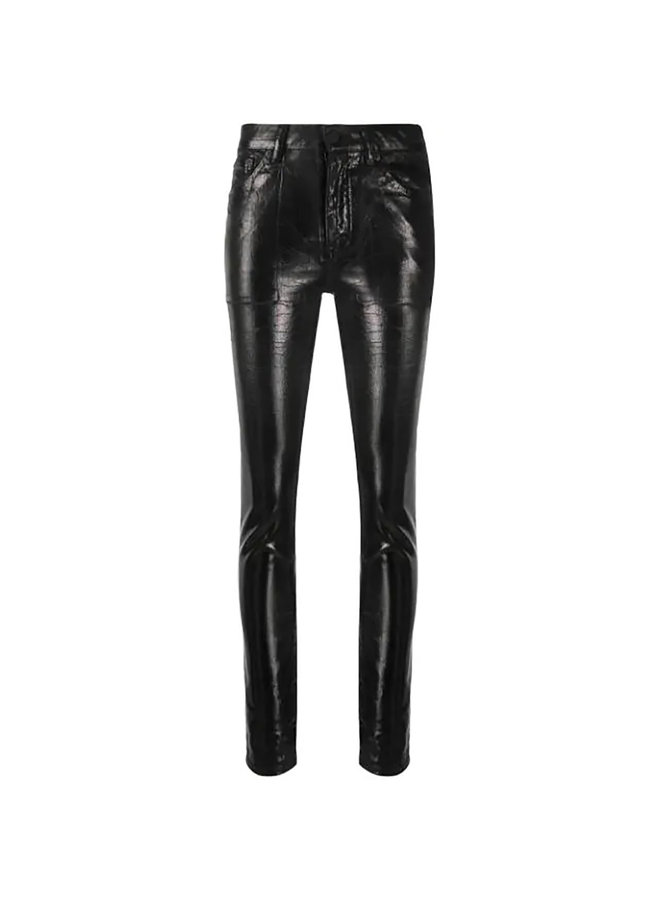 High Waist Skinny Jeans in Shiny Black Vinyl