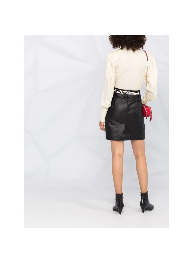 Balloon Sleeve Knitted Top in Wool in Ecru