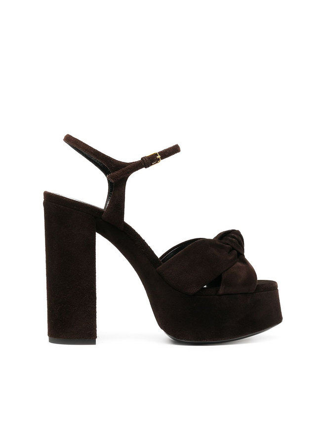 Bianca High Heel Platform Sandals in Suede in Coffee