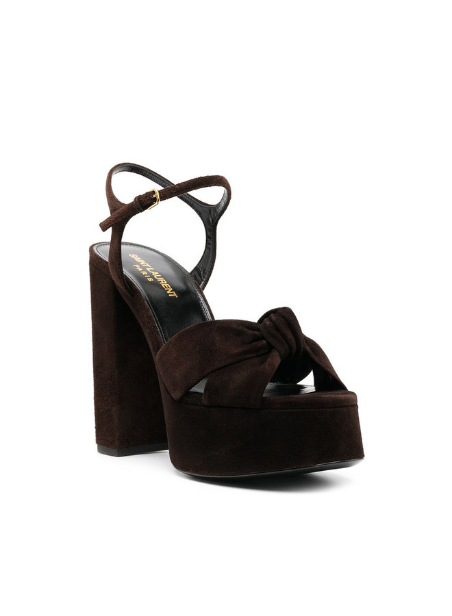 Bianca High Heel Platform Sandals in Suede in Coffee