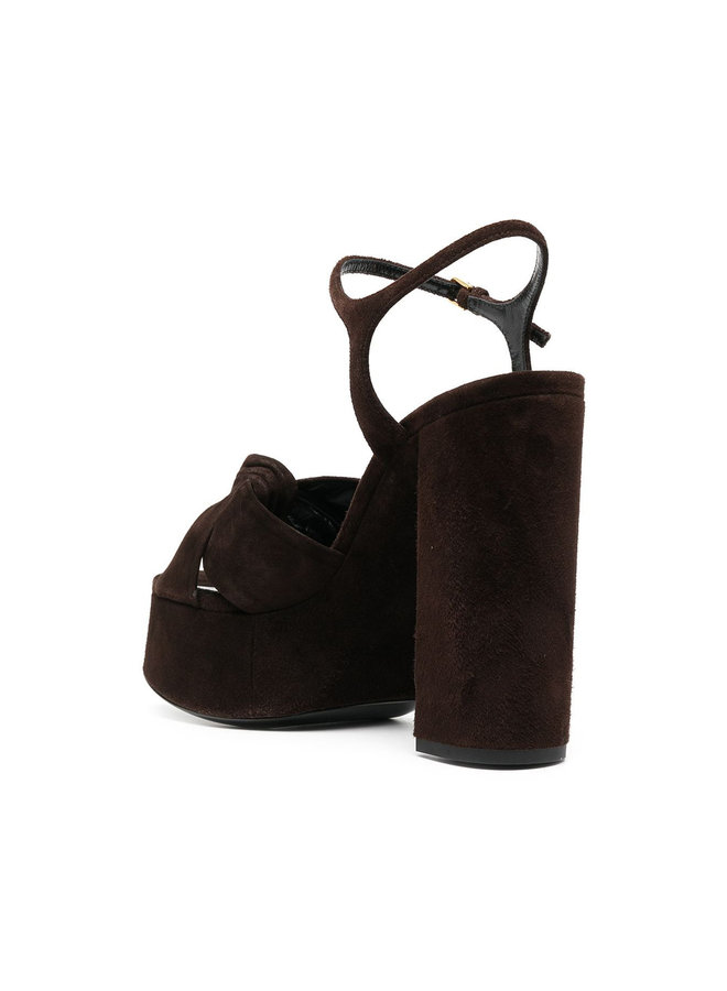 Bianca High Heel Platform Sandals in Suede in Coffee