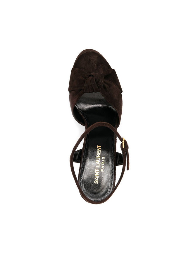 Bianca High Heel Platform Sandals in Suede in Coffee