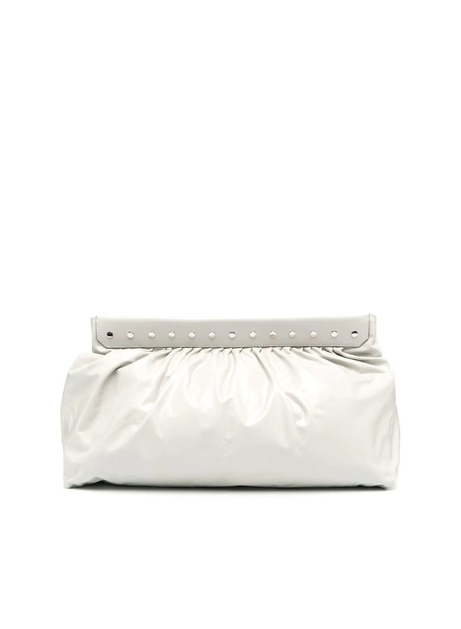 Luzel Clutch Bag in Leather in Chalk