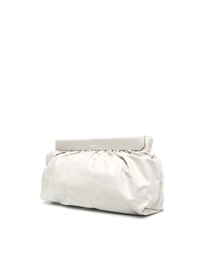 Luzel Clutch Bag in Leather in Chalk