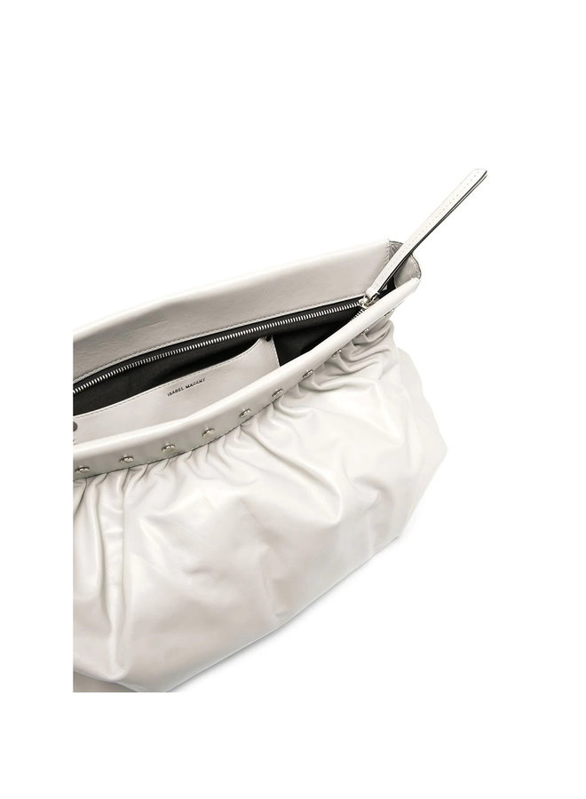 Luzel Clutch Bag in Leather in Chalk