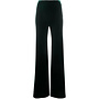 High Waisted Flared Pants in Velvet in Hunter Green