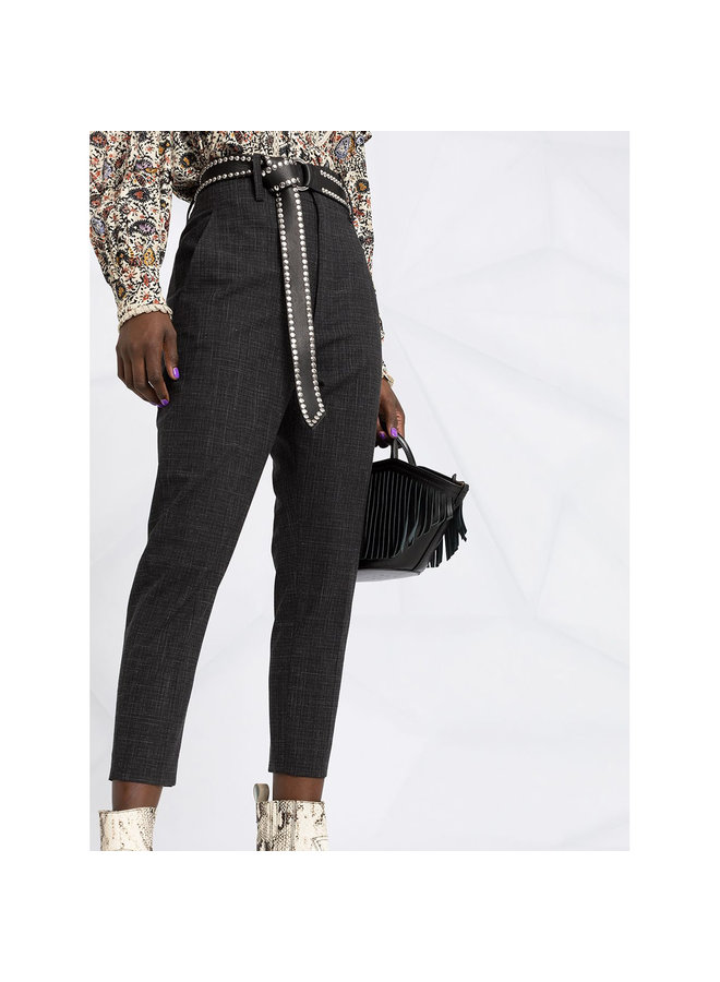 High Waisted Cropped Pants in Wool in Black