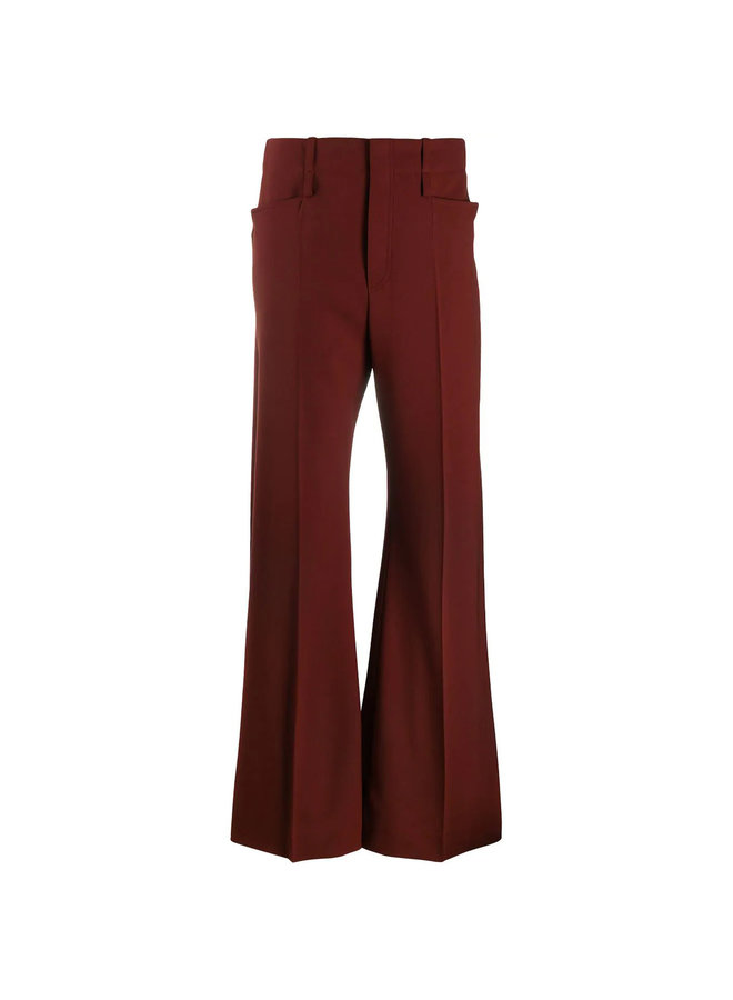 High Waisted Flare Pants in Wool in Wildwood Brown
