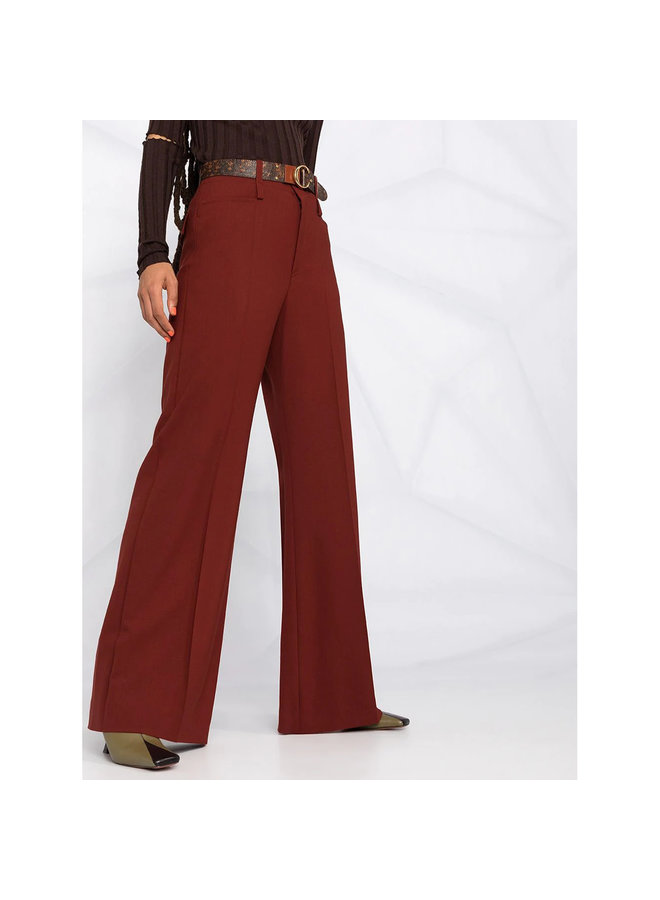 High Waisted Flare Pants in Wool in Wildwood Brown
