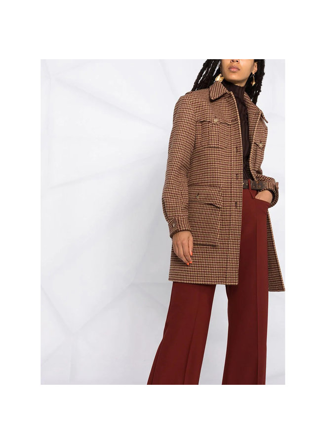 High Waisted Flare Pants in Wool in Wildwood Brown