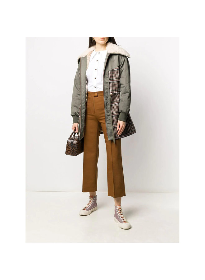 High Waisted Cropped Flare Pants in Wool in Pottery Brown