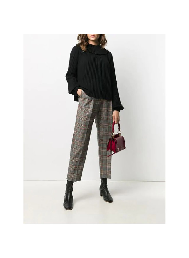 High Waisted Cropped Check Pants in Multicolor