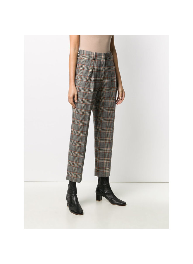 High Waisted Cropped Check Pants in Multicolor