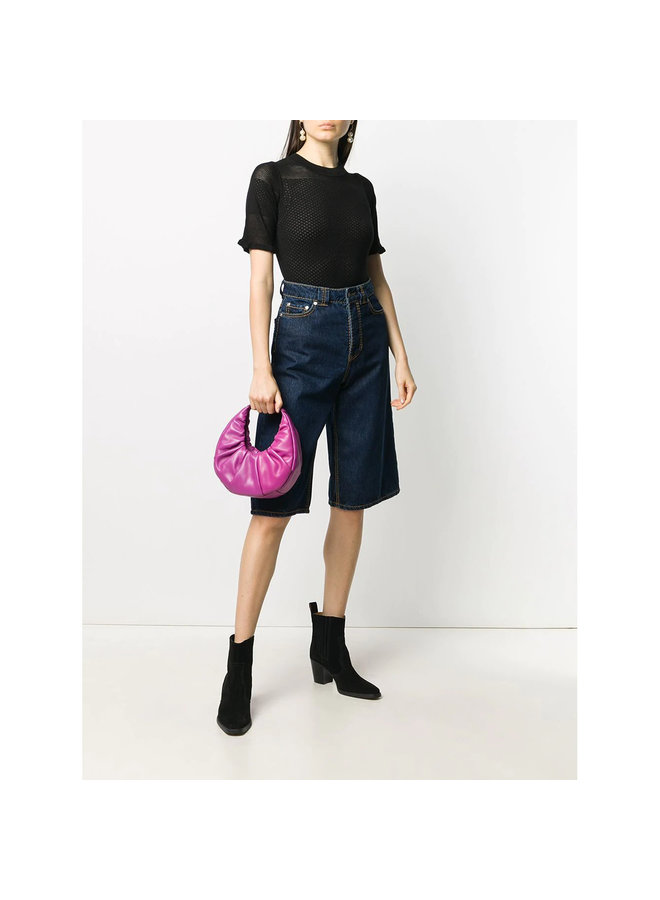 Short Sleeve Knitted Top in Black