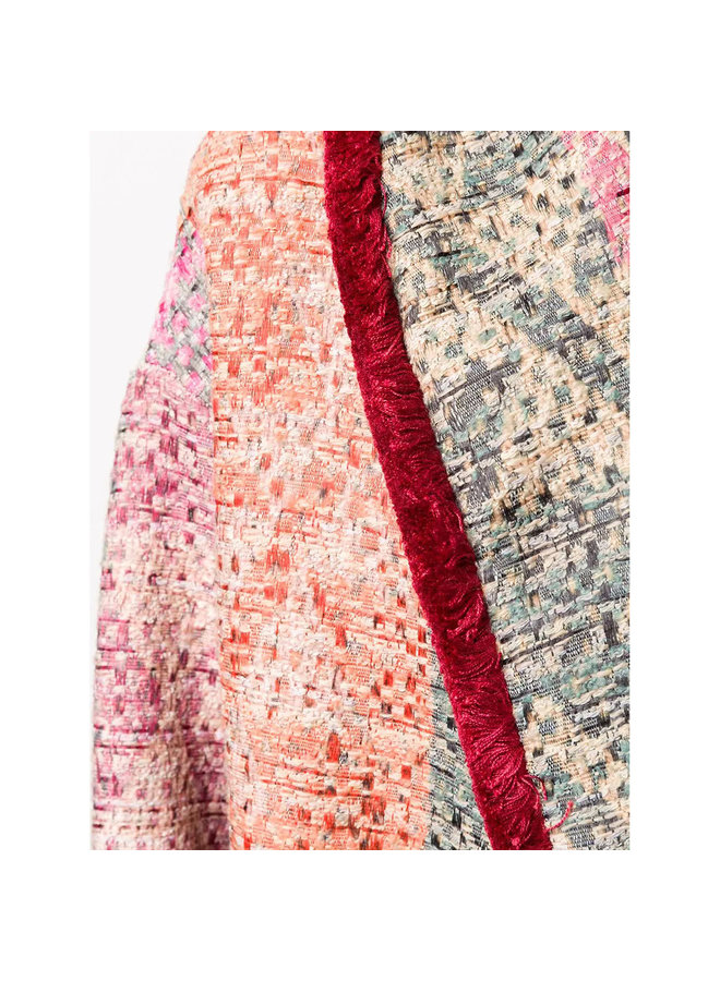 Long Belted Coat in Wool in Multicolor Carpet