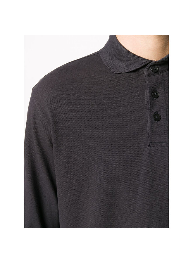 Long Sleeve Polo T-shirt in Stretch Cotton in Blue