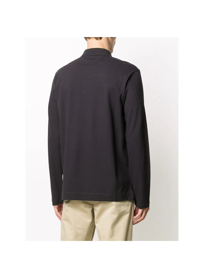 Long Sleeve Polo T-shirt in Stretch Cotton in Blue
