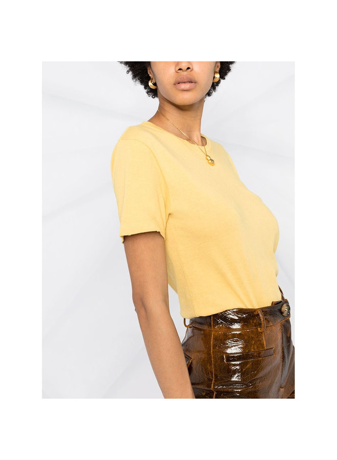 Monogram Embroidery T-shirt in Cotton in Moustarde