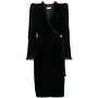 Wrap Dress with Lace Details in Velvet in Black