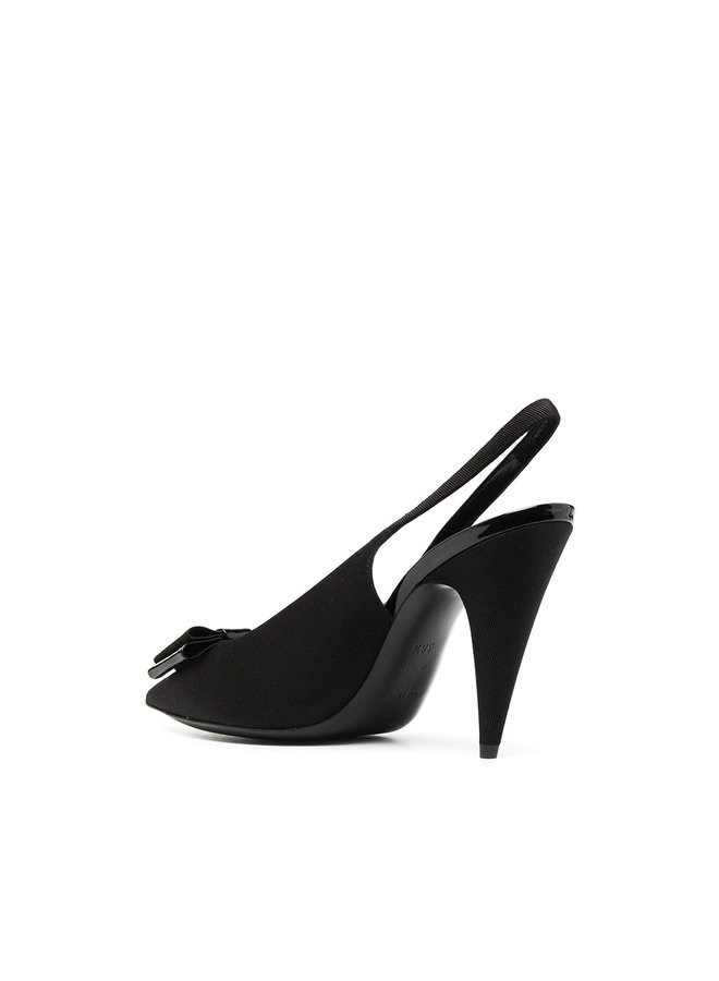 High Heel Slingback Pump with Bow Detail in Black