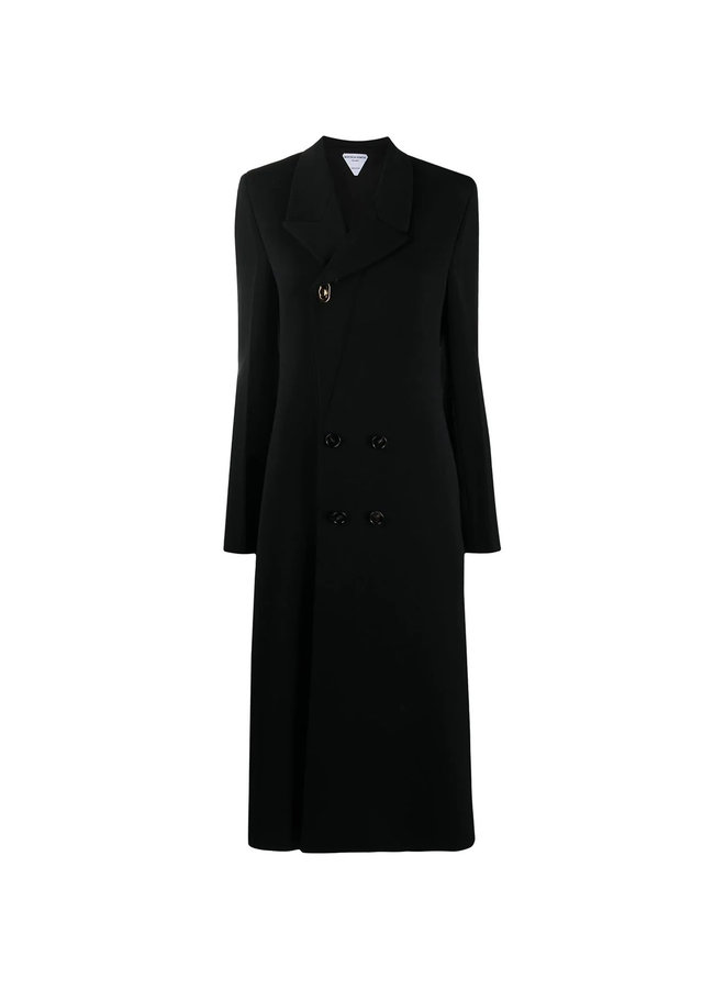 Double Breasted Coat in Wool in Black