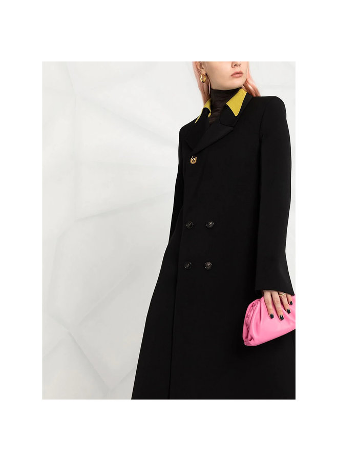 Double Breasted Coat in Wool in Black