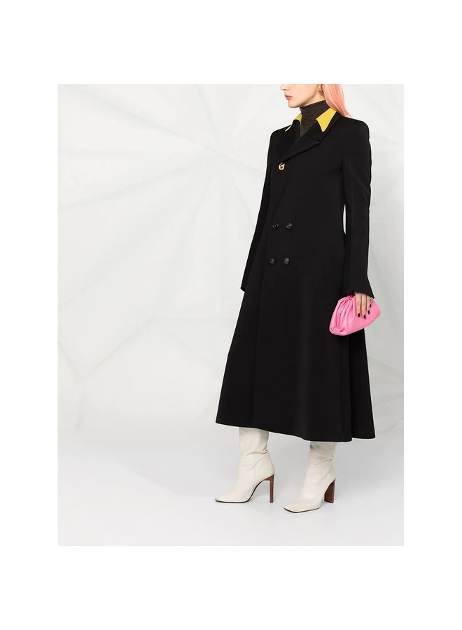 Double Breasted Coat in Wool in Black