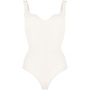 Bodysuit in Ribbed Knit Wool in Ivory