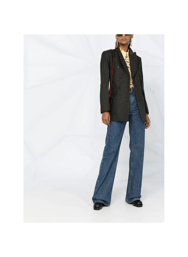 Double Breasted Blazer Jacket in Cashmere Wool in Brown