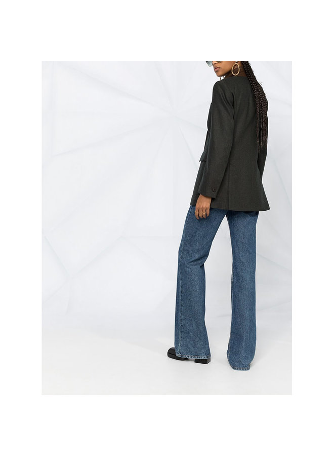 Double Breasted Blazer Jacket in Cashmere Wool in Brown