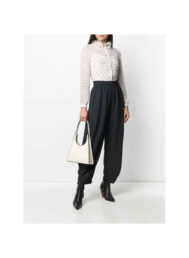Wide Leg Pants in Cotton in Asphalt Black