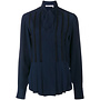 Long Sleeve Blouse Front Bow Fastening in Silk in Navy