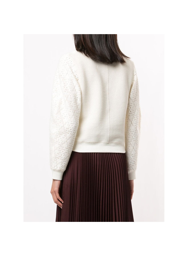 Knitted Sweatshirt in Cotton in Crystal White
