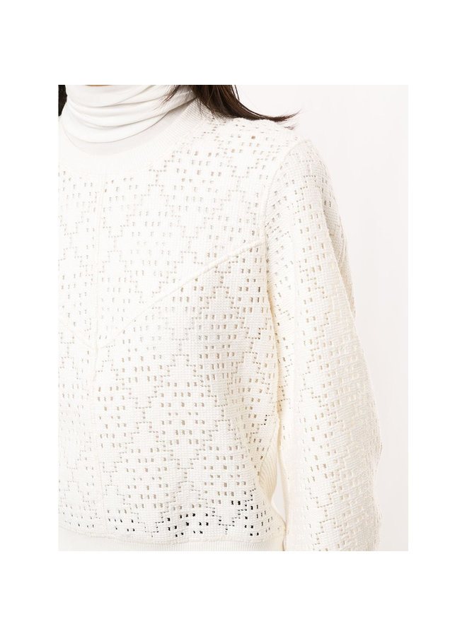 Knitted Sweatshirt in Cotton in Crystal White