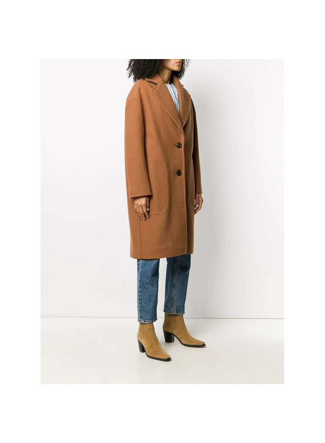 Single Breasted Coat in Wool in Pottery Brown