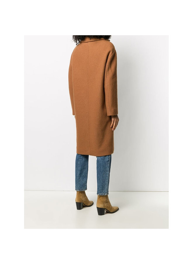 Single Breasted Coat in Wool in Pottery Brown