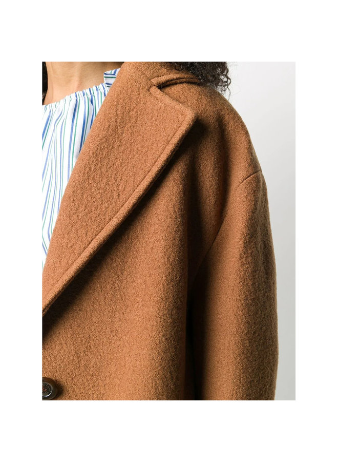 Single Breasted Coat in Wool in Pottery Brown