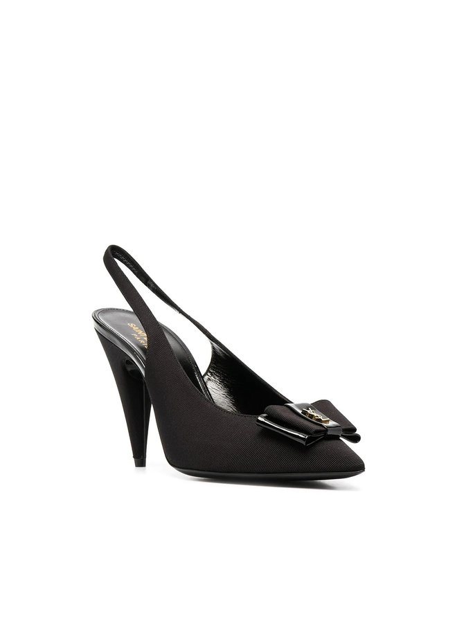 High Heel Slingback Pump with Bow Detail in Black