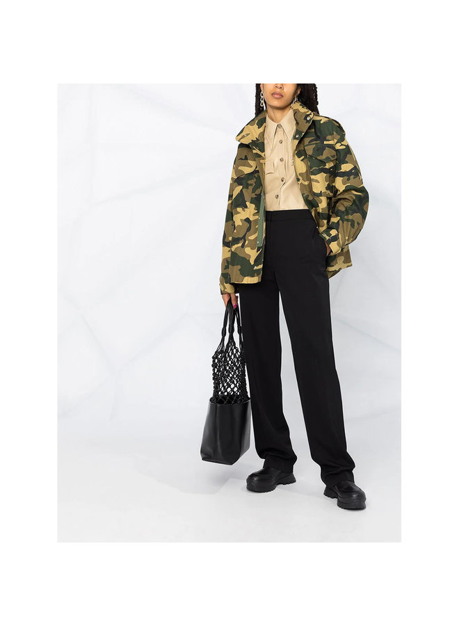 High Waisted Tailored Pants in Wool in Black