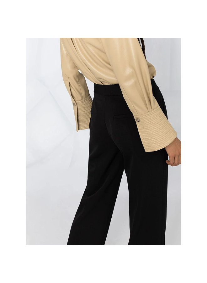 High Waisted Tailored Pants in Wool in Black