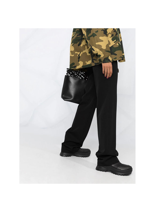 High Waisted Tailored Pants in Wool in Black