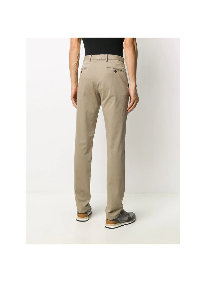 Straight Leg Casual Pants in Stretch Cotton in Camel