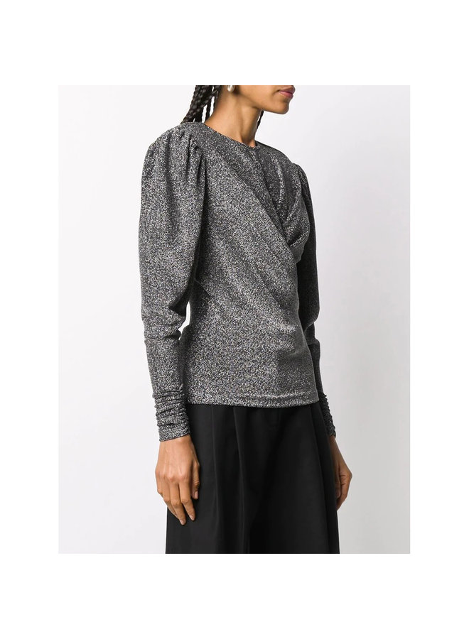 Long Sleeve Top in Lurex in Silver