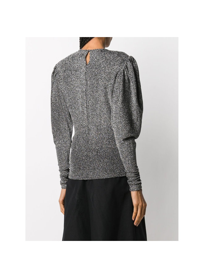 Long Sleeve Top in Lurex in Silver