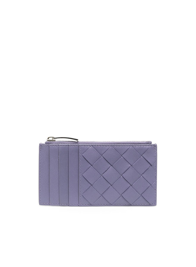 Zip Card Holder in Intrecciato in Lavender